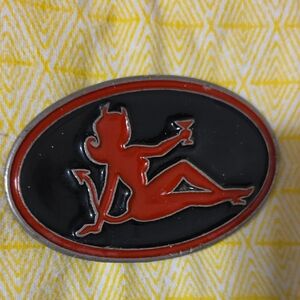 Red and Black Devil Oval Belt Buckle
